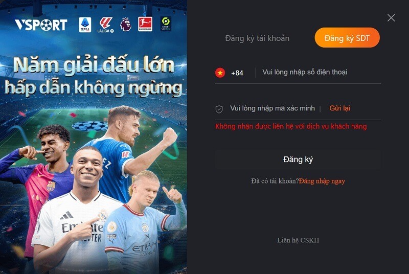 Xác nhận đăng ký Vsports