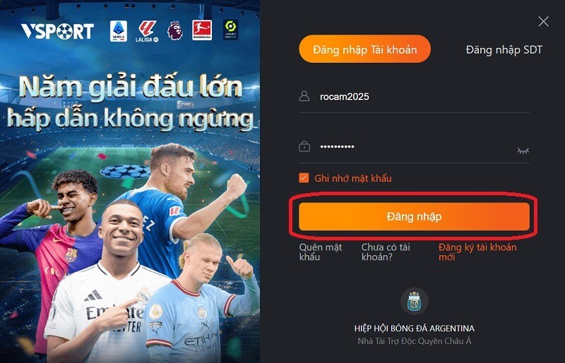 “Đăng nhập” để truy cập Vsports thành công 100%