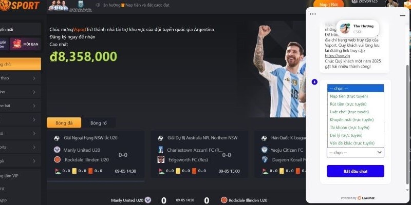 Liên hệ Vsports khi nào?