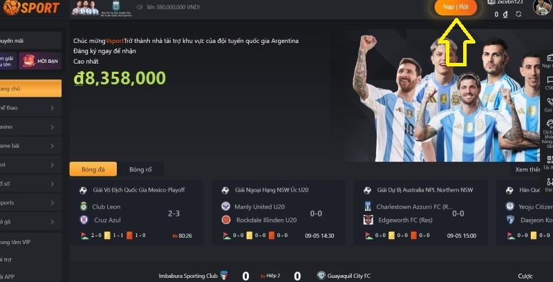 Rút tiền Vsports đơn giản nhất